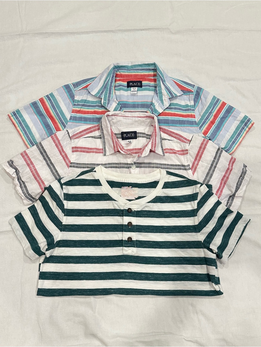 BUNDLE Boys Shirts Short Sleeve Size 10/12 Summer Nautical Preppy Button Down